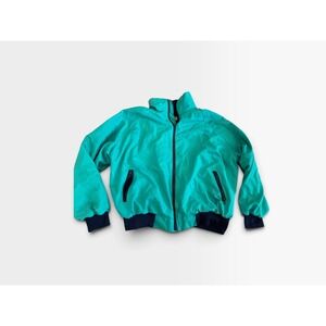 Auburn Sportswear Jacket Teal Blue Vintage 90s Fleece Lined Bomber Made in USA